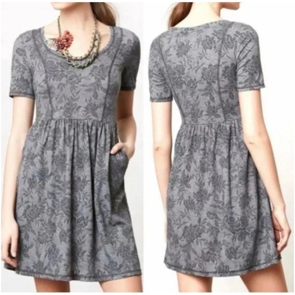 Anthropologie Saturday Sunday grey floral dress XS